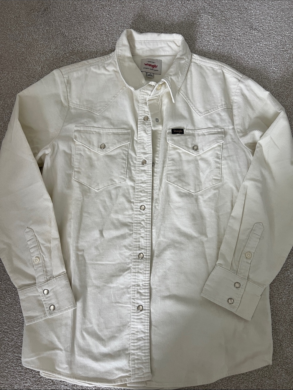 Wrangler White Corduroy Western Shirt Jacket